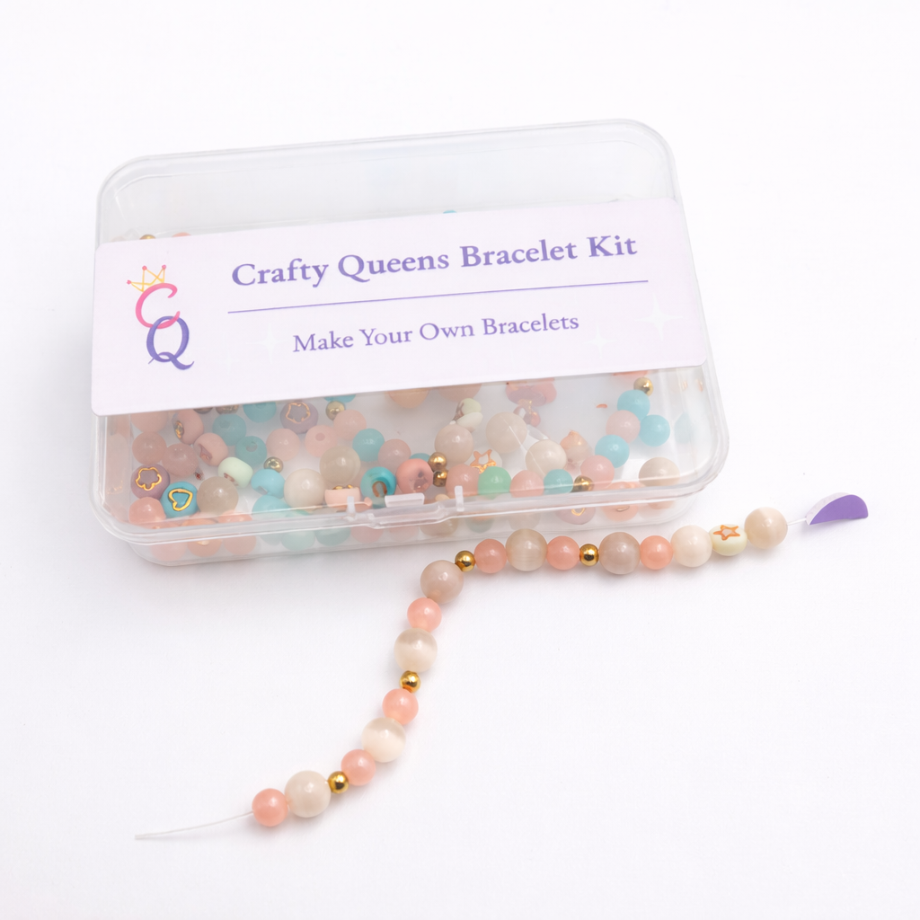 Crafty Queens bracelet kit with beads and letter beads to create handmade bracelets, DIY bracelet making kit for mom gift
