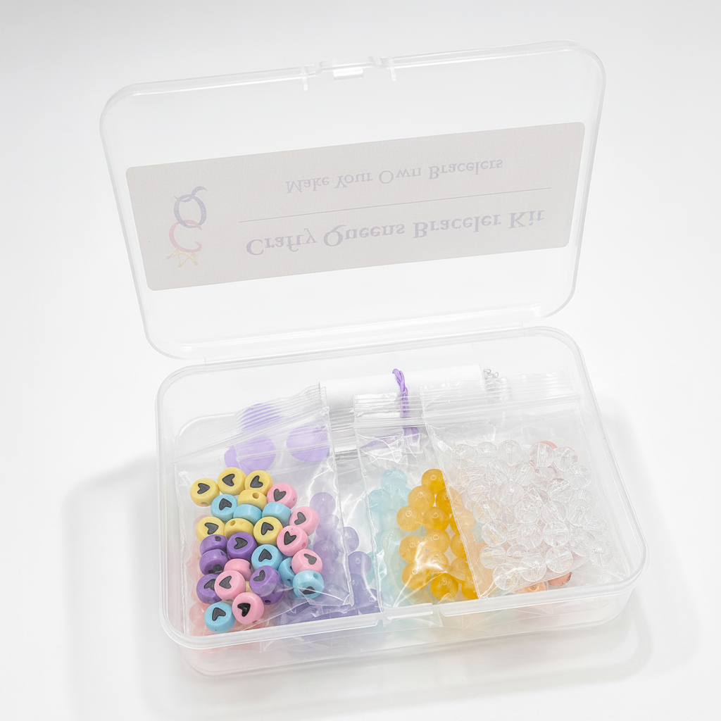 Crafty Queens Besties Forever bracelet kit with coordinated bead colors for making 4 friendship bracelets