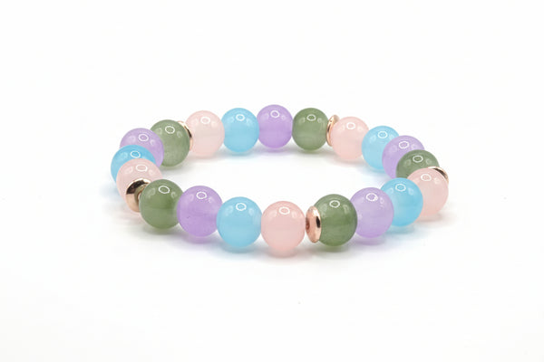 Little Princess pastel pink teal purple green glass bead bracelet handmade by Crafty Queens