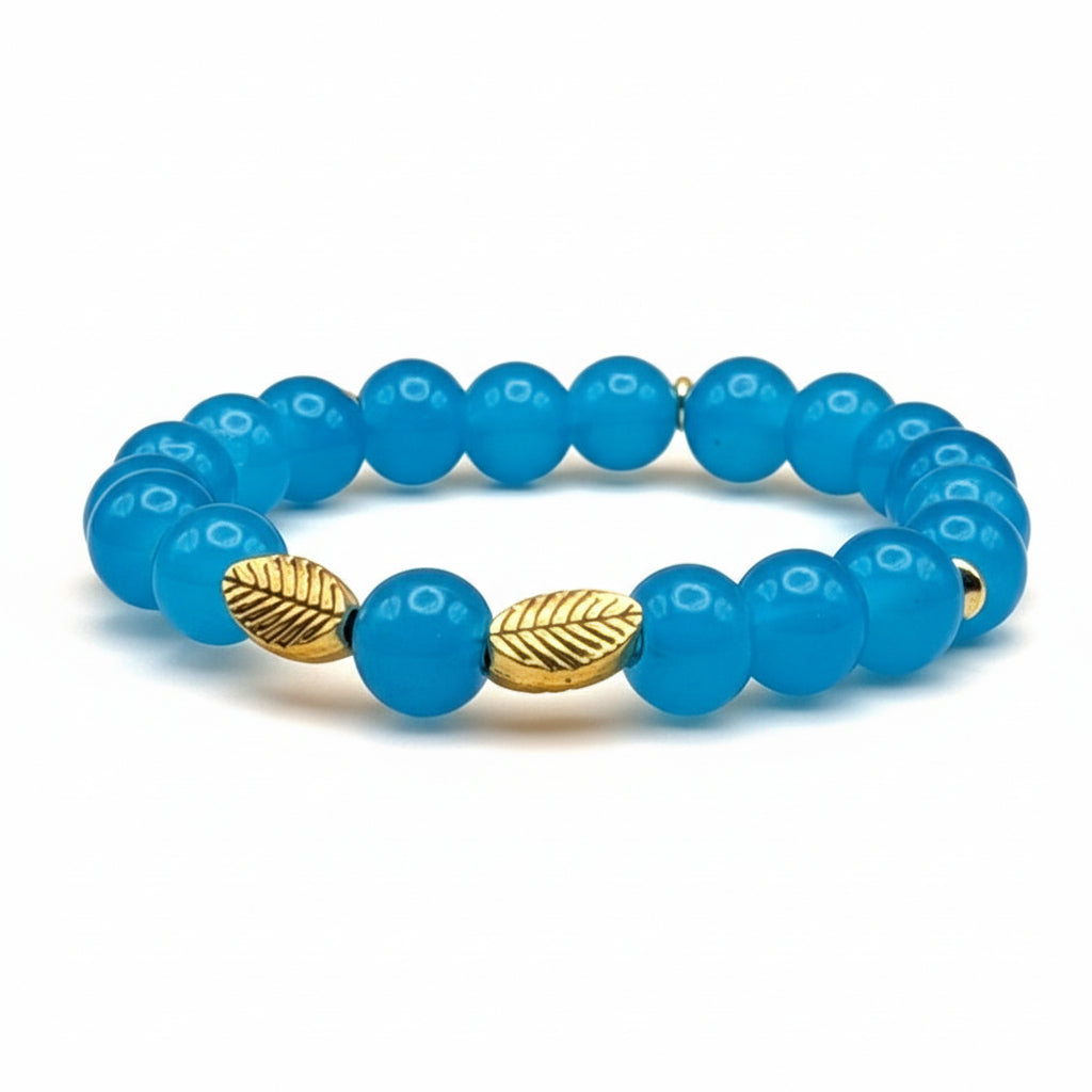 Turquoise Twinkle- with Leaf Charm