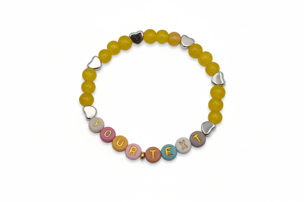 Your Word Bracelet personalized custom glass bead bracelet handmade by Crafty Queens
