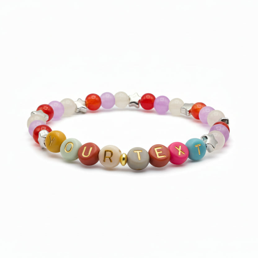 Your Word Bracelet personalized custom glass bead bracelet handmade by Crafty Queens