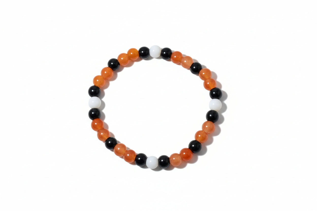 Monarch Butterfly beaded bracelet with orange black white glass beads handmade by Crafty Queens