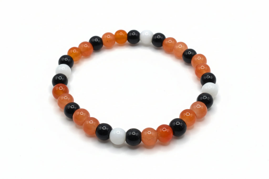 Monarch Butterfly beaded bracelet with orange black white glass beads handmade by Crafty Queens