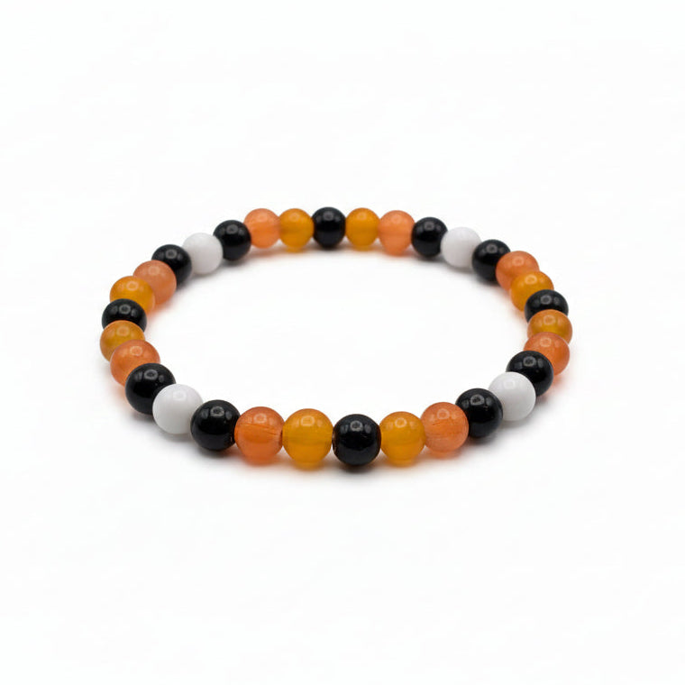 Monarch Butterfly beaded bracelet with orange black white glass beads handmade by Crafty Queens